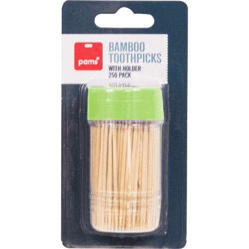 Pams Kitchen Toothpicks Bamboo With Holder