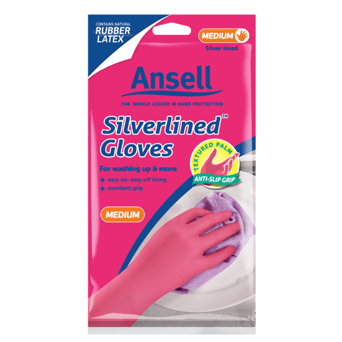 Ansell Silverlined Medium Latex Rubber Gloves