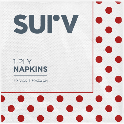 Surv Luncheon 1 Ply Red Polka Dot Napkins