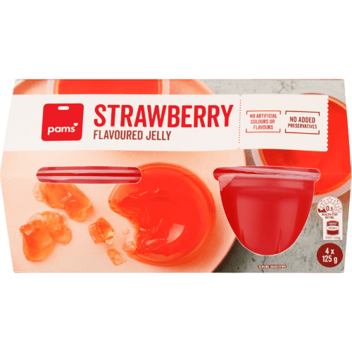 Pams Strawberry Flavoured Jelly Cups