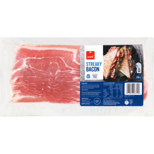 Pams Smoked Streaky Bacon 250 g