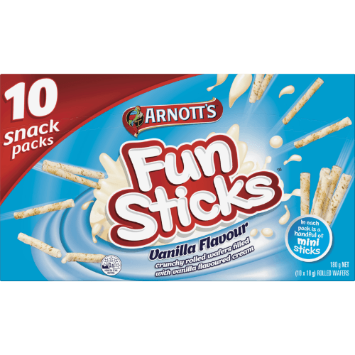 Arnott's Funsticks Vanilla Flavour Rolled Wafer Snack Pack