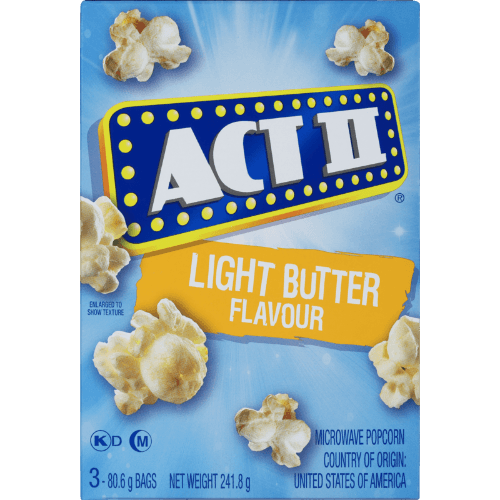 Act II Light Butter Flavour Microwave Popcorn