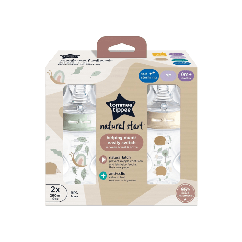 Tommee Tippee Natural Start Baby Bottle Decorated Pp Slow Flow 0m+ 260 mL