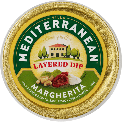 Mediterranean Margherita Layered Dip