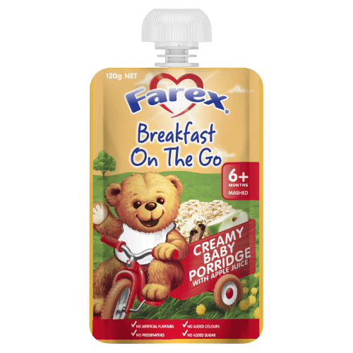 Farex Breakfast On The Go Creamy Baby Porridge with Apple Juice 6+Months