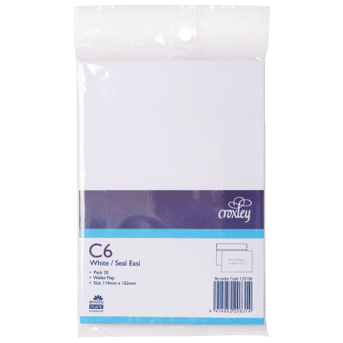 Croxley C6 Seal-Easi White Envelope 114mm x 162mm 20 pack