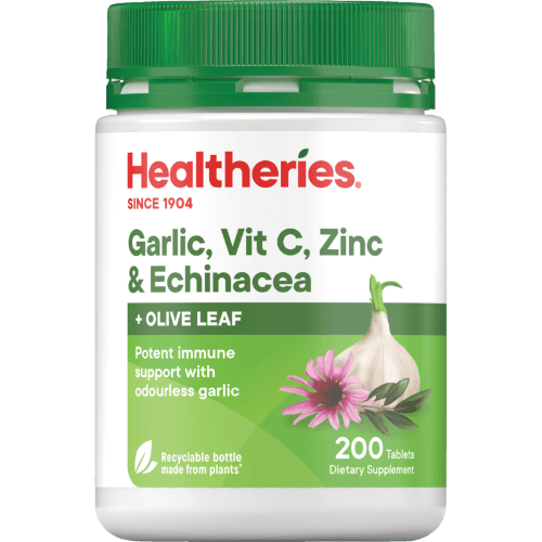 Healtheries Garlic Vitamin C Zinc & Echinacea Tablets