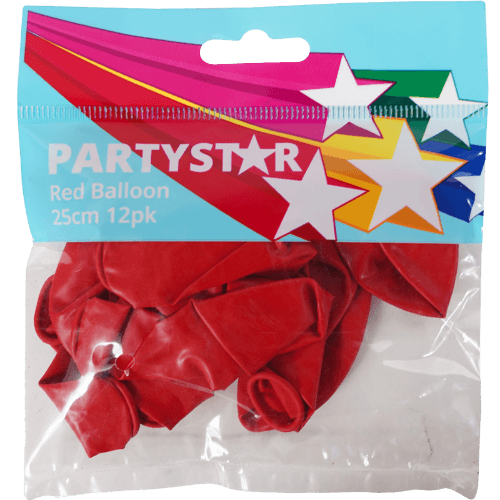 Korbond Red Partystar Balloons 25cm 12 pack