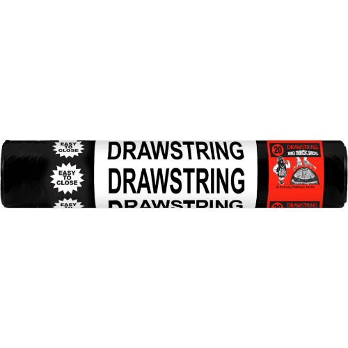 Big Black Sacks Drawstring Extra-Wide 75L Rubbish Bags 720 x 900mm
