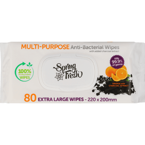 Spring Fresh Orange With Charcoal Extract Extra Large Multi-Purpose Anti-Bacterial Wipes