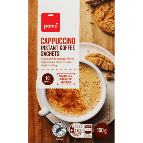 Pams Cappuccino Flavoured Instant Coffee Sachets