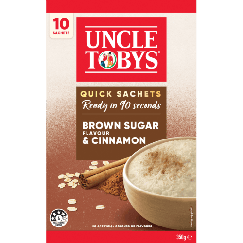 Uncle Tobys Oats Brown Sugar Flavour & Cinnamon Quick Sachets