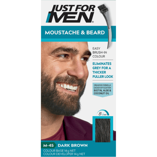 Just For Men Moustache & Beard Dark Brown Black Brush In Colour Gel