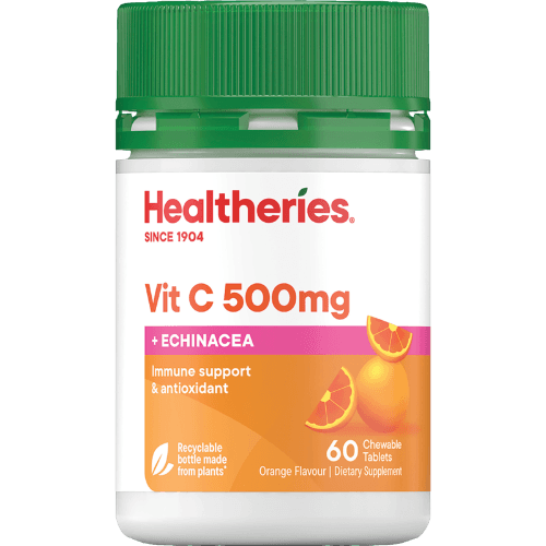 Healtheries Vitamin C 500 + Echinacea Orange Flavour Tablets