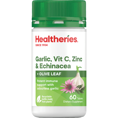 Healtheries Garlic Vit C Zinc & Echinacea Tablets