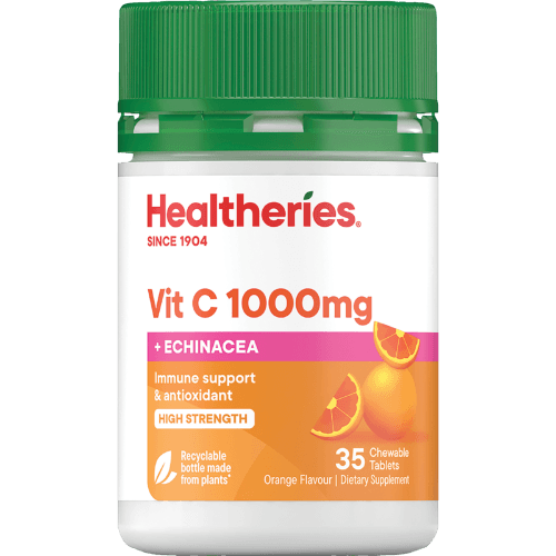 Healtheries Vitamin C 1000mg + Echinacea Orange Flavour Chewable Tablets