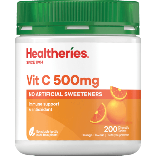Healtheries Vitamin C 500mg Orange Flavour Chewable Tablets