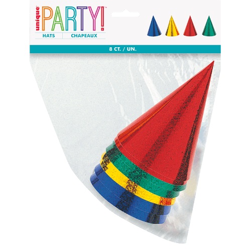 Unique Prismatic Party Hats 8 pack