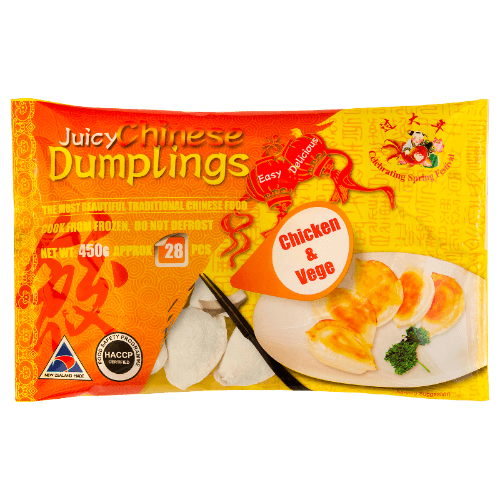 Juicy Chinese Chicken & Vege Dumplings 450 g