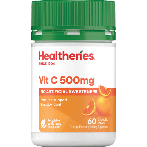 Healtheries Vitamin C 500mg Orange Flavour Chewable Tablets