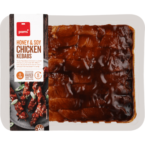 Pams Honey & Soy Chicken Kebabs 8 pack