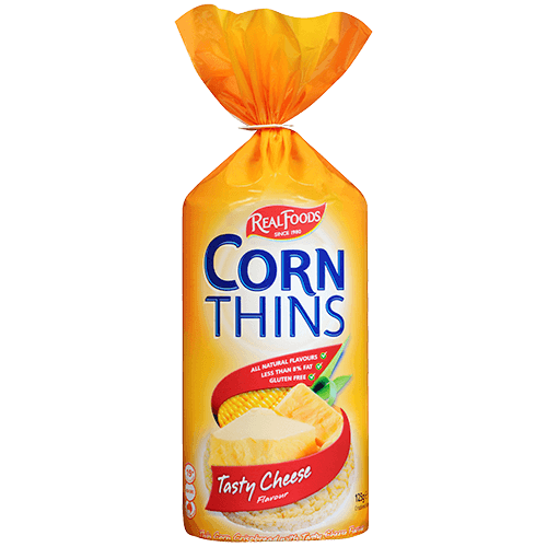 Real Foods Corn Thins Tasty Cheese