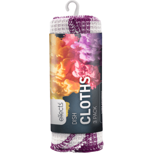 Effects Cotton Assorted Dish Cloths Rolled 3 pack
