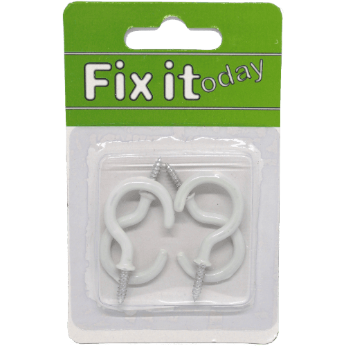 Fix It Today R28W Large White Cup Hooks 4 pack