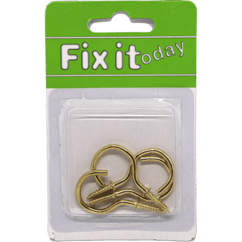 Fix It Today Large Brass Cup Hooks 5 pack