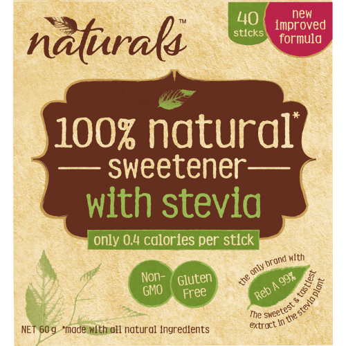 Naturals 100% Natural Sweetener With Stevia Sticks