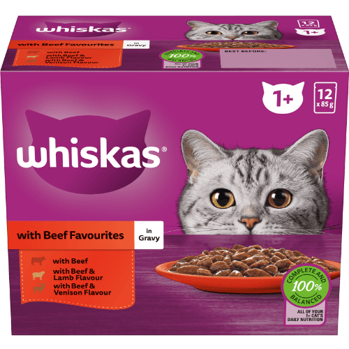Whiskas Beef Favourites In Gravy Adult Wet Pouches Cat Food