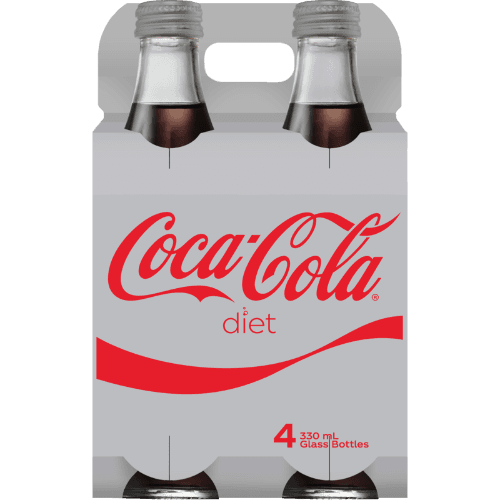Diet Coca-Cola Soft Drink Bottles 4 × 330 mL