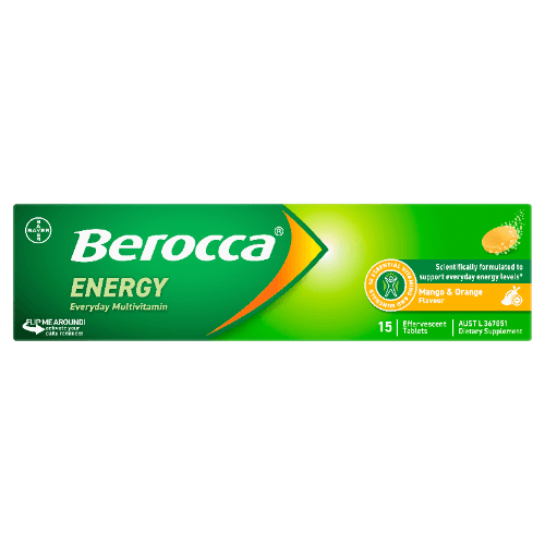 Berocca Energy Mango & Orange Flavour Effervescent Tablets