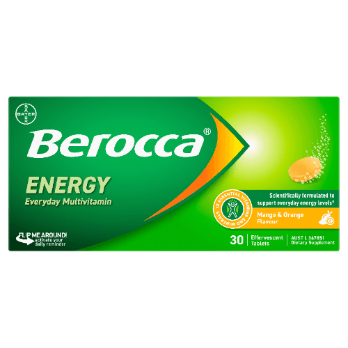 Berocca Energy Mango & Orange Flavour Effervescent Tablets