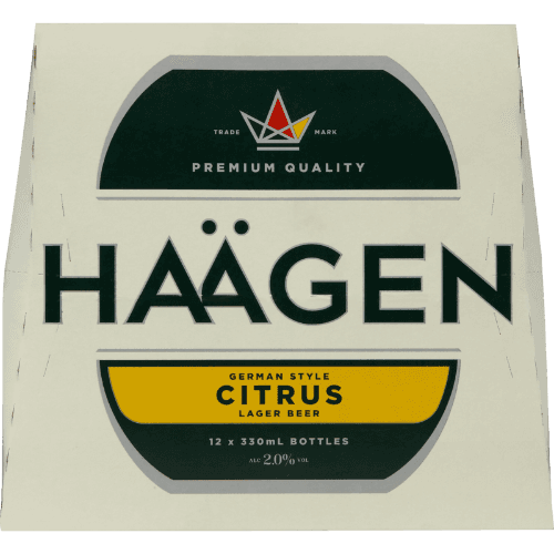 Haagen German Style Citrus 2% Lager Beer Bottles 12 × 330 mL