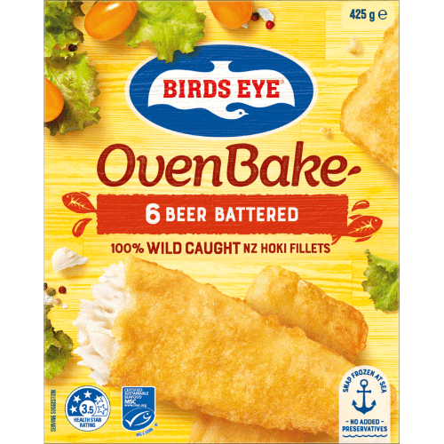 Birds Eye Oven Bake Beer Battered 100% Wild Caught NZ Hoki Fillets
