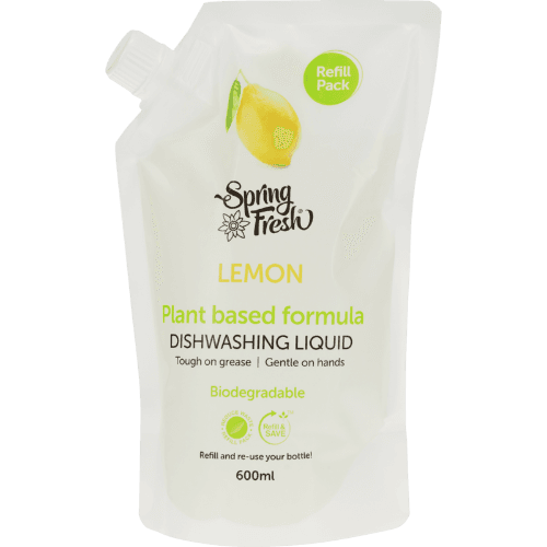 Spring Fresh Lemon Plant Based Formula Dishwashing Liquid 600 mL