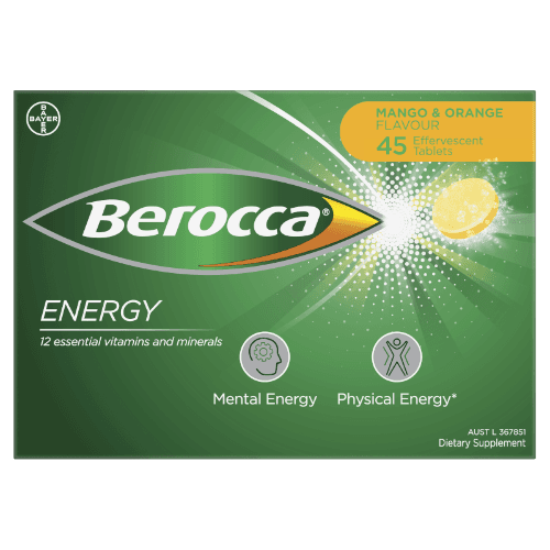 Berocca Energy Mango & Orange Flavour Effervescent Tablets