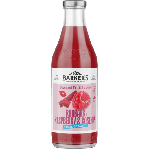 Barker's Reduced Sugar Rhubarb With Raspberry & Rosehip Pressed Fruit Syrup
