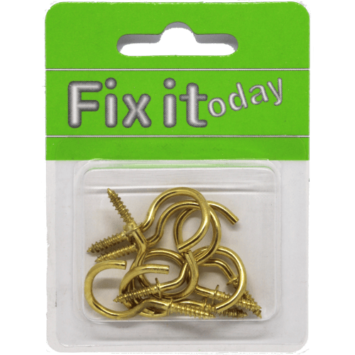 Fix It Today Small Brass Cup Hooks 8 pack
