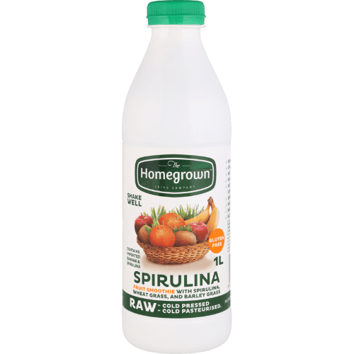 The Homegrown Juice Company Spirulina Wheat Barley Grass Raw Fruit Smoothie