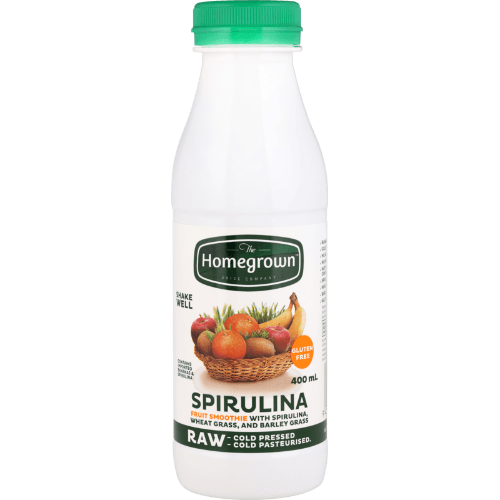 The Homegrown Juice Company Spirulina Wheat Barley Grass Raw Fruit Smoothie