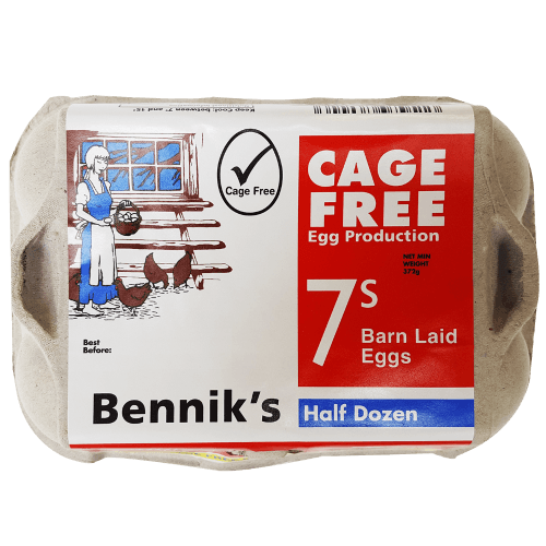 Bennik's Cage Free Size 7 Eggs 6 pack