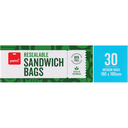 Pams Resealable Sandwich Bags 180 x 190mm