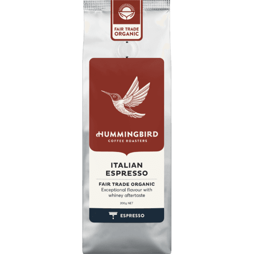 Hummingbird Italian Espresso Organic Fair Trade Espresso Grind Coffee 200 g