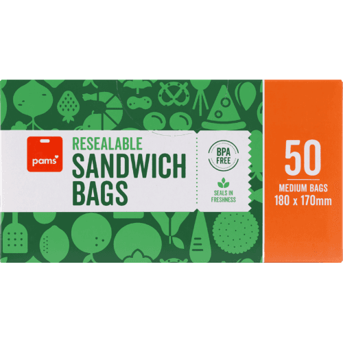 Pams Resealable Medium Sandwich Bags 180 x 170mm