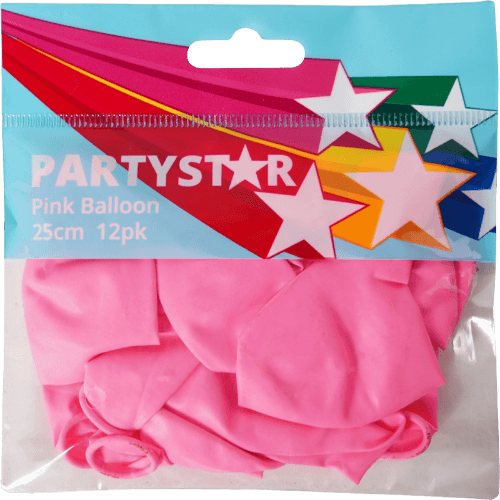 Korbond Partystar Pink Balloons 25cm 12 pack