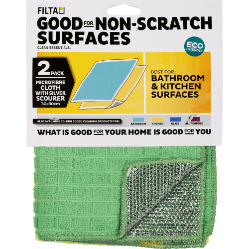 Filta Microfibre Cloth With Silver Scourer 2 pack