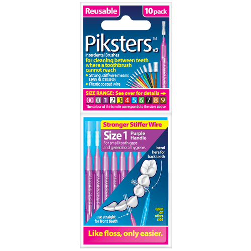 Piksters Interdental Brushes Purple Handle Size 1
